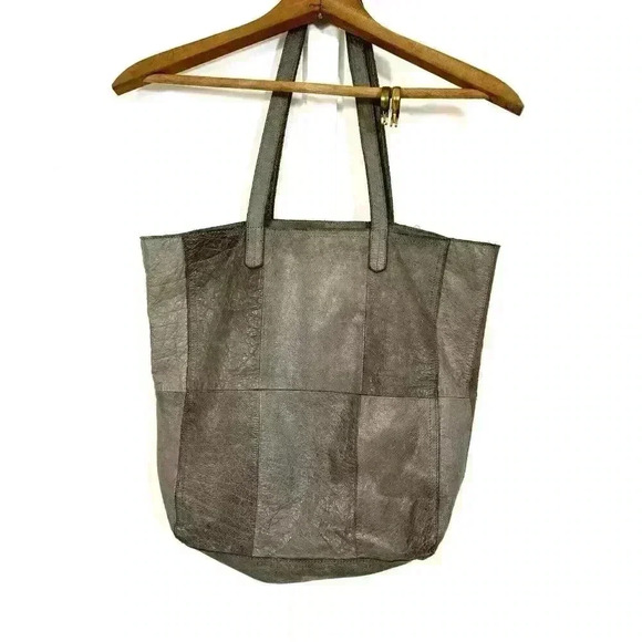 Day and Mood Heather Tote Gray Suede Leather Anthropologie Patchwork Medium Boho - Picture 6 of 14